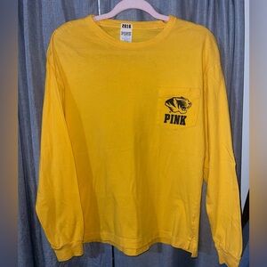 PINK Mizzou Victoria's Secret Bright Yellow Long Sleeve Tee XS